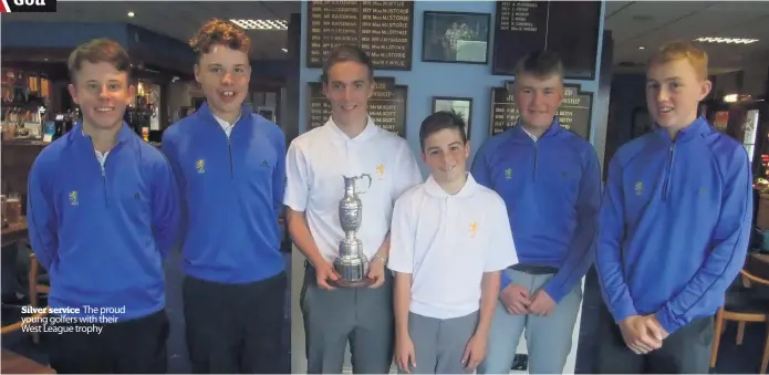  ??  ?? Silver service The proud young golfers with their West League trophy
