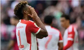  ?? Hangst/Getty Images ?? Kingsley Coman of Bayern reacts during their defeat to Leipzig. Photograph: Matthias