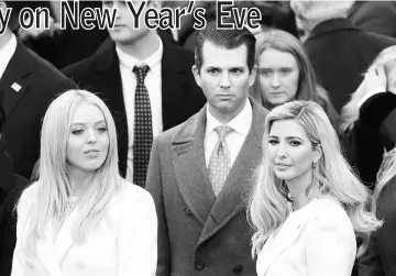  ?? — Reuters file photo ?? (From left) Tiffany, Donald Trump Jr and Ivanka attend inaugurati­on ceremonies swearing in Donald Trump as the 45th president of the United States on Jan 20, 2017.