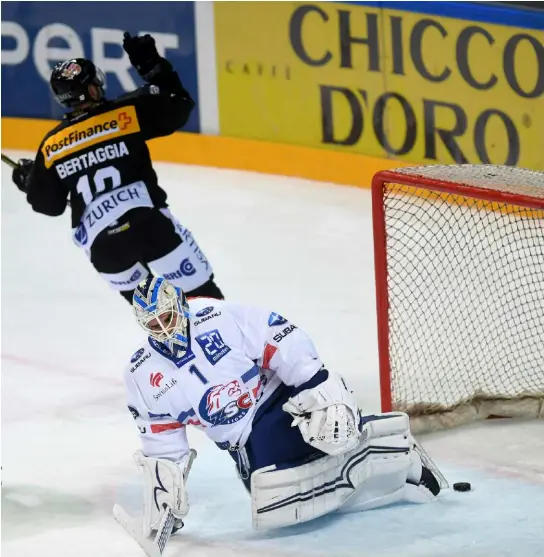  ?? TI-PRESS/GIANINAZZI ?? Esulta Alessio Bertaggia: è il gol del provvisori­o 2-0 al 18’