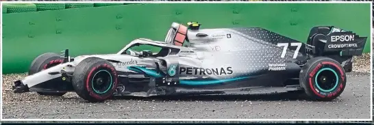  ?? EPA ?? Flat Finn: Bottas wasted a chance to eat into Hamilton’s title advantage by spinning off at the first corner on lap 56