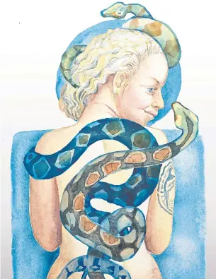  ?? REBECCA BIRD THE NEW YORK TIMES ?? The allure of a snake massage could be the sensation of snakes against skin, or it could be seen as a more spiritual experience about letting go.