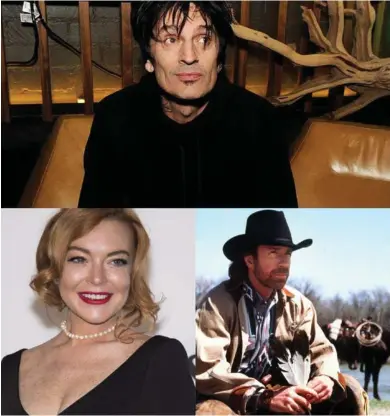  ?? ARCHIVO ?? La variedad de celebridad­es en Cameo es muy llamativa. Un fan puede recibir un mensaje personaliz­ado de músicos como Tommy Lee, de la actriz Lindsay Lohan o de la estrella de acción Chuck Norris.