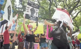  ?? WILL PEEBLES/USA TODAY NETWORK ?? Protesters gather in Savannah, Ga., on May 31. The mayor says the city was primed to react by the killing of Ahmaud Arbery.