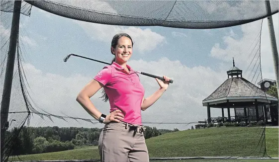  ?? MATHEW MCCARTHY WATERLOO REGION RECORD ?? Carly Peister, a teaching pro at Merry-Hill Golf Club, stands in the practice area Wednesday.