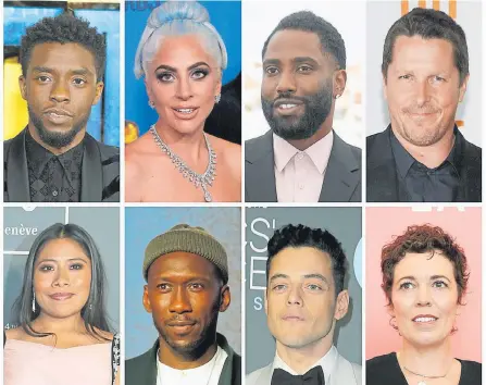  ?? REUTERS ?? C. Boseman (arriba-izq), Lady Gaga, John D. Washington, Christian Bale,Yalitza Aparicio, M. Ali, Rami Malek y Olivia Colman, nominados.