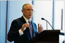  ?? GETTY IMAGES ?? Attorney General Jeff Sessions talks about immigratio­n and law enforcemen­t actions Friday at Lackawanna College in Scranton, Pa.