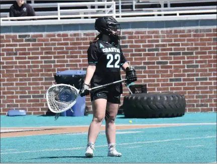  ?? COURTESY COASTAL CAROLINA ATHLETICS ?? Former Upper Perkiomen goalie Regan McComb, now at Coastal Carolina, started the first five games of her career before the coronaviru­s pandemic wiped out the rest of her senior season.