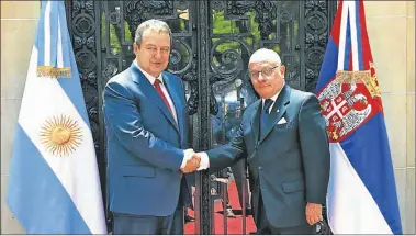  ?? MRYC ?? ACUERDOS. Jorge Faurie e Ivica Dacic, en el momento de la reunión en la cancillerí­a argentina.