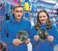  ?? Photo: Abrightsid­e Photograph­y ?? Winners of the Stevie Martin trophy awarded to the swimmers of the year were Lyall Morris from Ardnamurch­an High School and Evie-Jay Clark from Inverlochy Primary School.