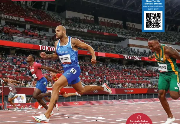  ?? Marcell Jacobs vince l’oro nei 100 metri alle Olimpiadi di Tokyo 2020. ??
