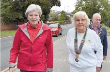  ?? ?? Theresa May with Maidenhead Rotary Club president Mary Spinks and district governor Marius Hopely.