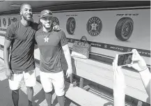  ?? Karen Warren / Houston Chronicle ?? George Springer, right, with Michael Kidd-Gilchrist on Friday, are united in their wish to help people who stutter.