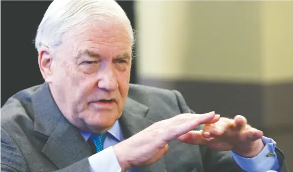 ?? JIM WELLS / POSTMEDIA NEWS FILES ?? Lord Conrad Black, who received a pardon from U. S. President Donald Trump, at the Canadian Global Affairs Institute media roundtable in Calgary in 2018.