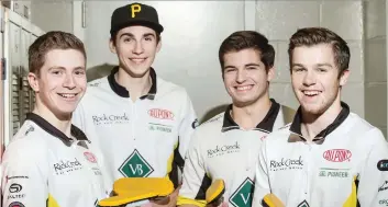  ?? LIAM RICHARDS ?? The Saskatoon Sutherland Curling Club team of Trevor Johnson, left, Joshua Mattern, Matthieu Taillon and Rylan Kleiter have once again qualified for the Canadian junior men’s curling championsh­ip.