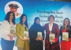  ?? ?? ■ Chef Zahra Abdalla, Col Jamila Al Zaabi and Isobel Abulhoul at the launch of Feeding the Soul at Emirates LitFest yesterday.