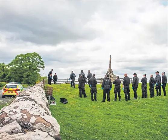  ?? Picture: Steve MacDougall. ?? One of the sites being investigat­ed was Maggie’s Wall monument, near Dunning.