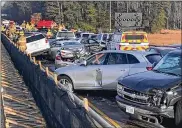  ?? VIRGINIA STATE POLICE ?? In this photo provided by the Virginia State Police, emergency personnel work the scene of a multi-vehicle pileup on Interstate 64 in York County, Virginia, on Sunday. Thirty-five people were hospitaliz­ed.