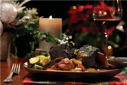  ?? Tribune News Service ?? ■ Beef short ribs feel as festive as restaurant fare, making them a stellar choice for the holiday table.