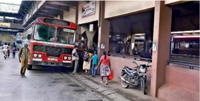  ??  ?? Matara main bus stand: Chaos was averted during the recent bus strike by the SLTB deploying more buses