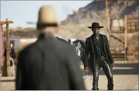  ?? DORITOS VIA THE ASSOCIATED PRESS ?? This undated photo provided by Doritos shows Lil Nas X, right, and Sam Elliott in a scene from the company’s 2020Super Bowl NFL football spot. The snack chip is betting people will connect with “Old Town Road,” the smash hit of the summer by Lil Nas X.