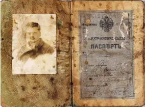  ?? (Photos: Wikimedia Commons) ?? THE PASSPORT used by Pinchas Rutenberg in 1919 to escape from Odessa.