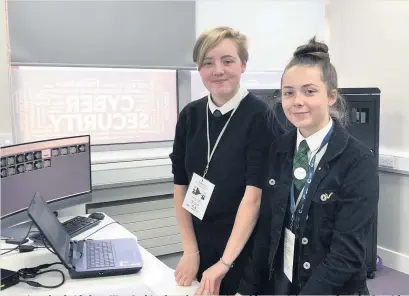  ??  ?? Two senior school girls from West Lothian have been nominated for prestigiou­s awards at the Scottish Cyber Awards. Toni Mackenzie and Clara O’Callaghan from St Kentigren’s Academy were nominated for the Cyber Evangelist of the Year award. The girls are part of a cyber security team at the school called Turing Testers where young girls learn about data science and coding to try and encourage gender diversity in the field. Speaking to the Courier Toni’s mum said: “I am very proud of her for achieving this. She really enjoys it and has been talking about taking computing on to study at college or university. The school have been great and they seem really keen to get more girls involved in this sort of thing.”