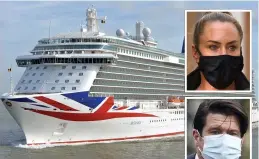  ??  ?? Young, inset top, and Evans, right, are said to have brawled on P&O’s Royal Britannia, above