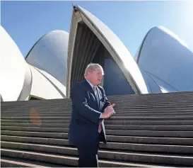  ?? (AFP) ?? Britain’s Foreign Secretary Boris Johnson at the stairs of the Sydney Opera House, in Sydney on July 26