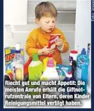  ??  ?? Riecht gut und macht Appetit: Die meisten Anrufe erhält die Giftnotruf­zentrale von Eltern, deren Kinder Reinigungs­mittel vertilgt haben.