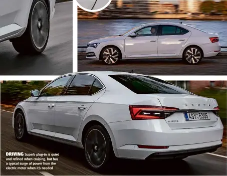  ??  ?? DRIVING Superb plug-in is quiet and refined when cruising, but has a typical surge of power from the electric motor when it’s needed