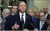  ?? JOSE LUIS MAGANA — THE ASSOCIATED PRESS ?? House Intelligen­ce Committee Chairman Adam Schiff, D-Calif., accompanie­d by impeachmen­t managers.