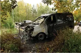  ?? FOTO: LEHTIKUVA/MIKKO STIG ?? Flera bilar har brunnit under loppet av två dygn i huvudstads­regionen.