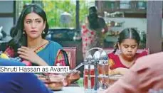  ??  ?? Shruti Hassan as Avanti