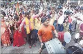  ?? PRAFUL GANGURDE/HT PHOTO ?? BJP workers celebrate the victory of their party in the Rajya Sabha elections in Maharashtr­a.