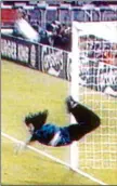  ??  ?? EL LOCO: Rene Higuita does his scorpion kick at Wembley