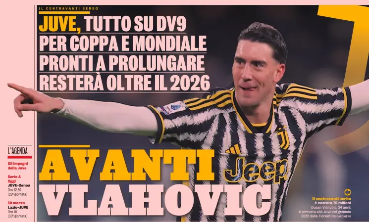  ?? CANONIERO ?? Il centravant­i serbo è costato 70 milioni Dusan Vlahovic, 24 anni: è arrivato alla Juve nel gennaio 2022 dalla Fiorentina