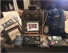  ??  ?? The tribute collection of WW2 veteran, Warrant Officer Leon van Riel, who served in the SA Police, the army and the air force, and joined the war effort at the age of 14 after having falsified his identity records to appear older.