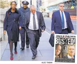  ?? ALEC TABAK ?? Former NYCHA Chairwoman Shola Olatoye, seen at left with her police escort, made false claims to federal government on lead paint inspection­s.