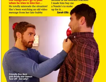  ??  ?? Friendly fire: Best pals Brody and Damon face off – but why?
