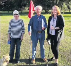  ??  ?? Pictured at the course are, left to right: Anne Gray, Arthur Gould and Harriett Burt.