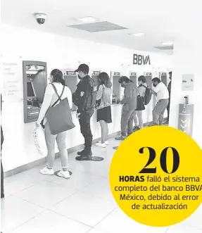  ??  ?? El lunes,
los cajeros de BBVA volvieron a dar servicio