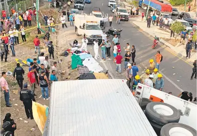  ?? ?? El accidente donde 55 migrantes perdieron la vida en Chiapas