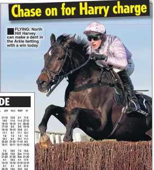  ??  ?? MARK PEARSON FLYING: North Hill Harvey can make a dent in the Arkle betting with a win today
