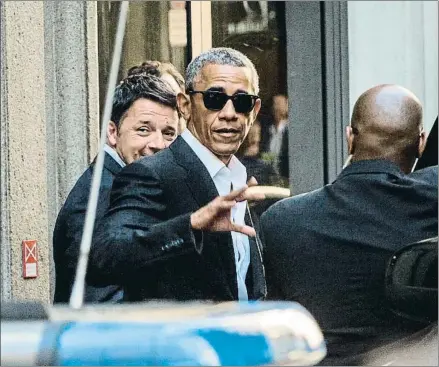  ?? FLAVIO LO SCALZO / EFE ?? Barack Obama se reunió ayer con Matteo Renzi, líder del Partido Demócrata italiano, en Milán