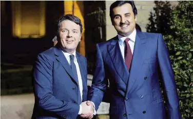  ?? Ansa ?? Lobbying Matteo Renzi è appena stato in visita dall’emiro qatarino Al-Thani