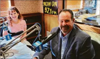  ?? Courtesy of WINY Radio ?? Democrat Christine Maine, left, is challengin­g Republican state Rep. Rick Hayes, R-Putnam. The two are shown in the studios of WINY radio in Putnam, where they debated on Sept. 23.