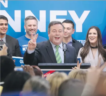  ?? GAVIN YOUNG ?? United Conservati­ve Party Leader Jason Kenney was all smiles after winning the Calgary-Lougheed byelection on Thursday.