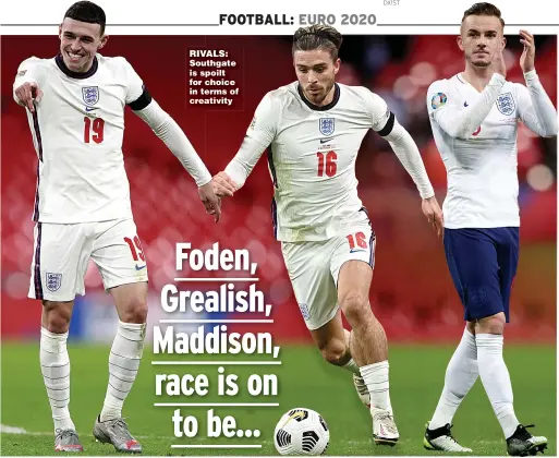  ??  ?? RIVALS: Southgate is spoilt for choice in terms of creativity