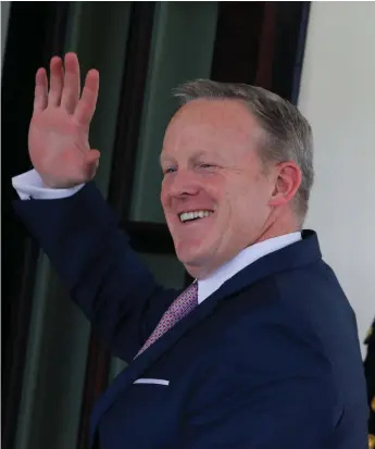  ?? Reuters ?? Departing White House press secretary Sean Spicer will finish up next month of late-night TV comedians, parodied on Saturday Night Live by Melissa McCarthy as a combative figure desperate for his president’s affection.
His appearance­s in the briefing...